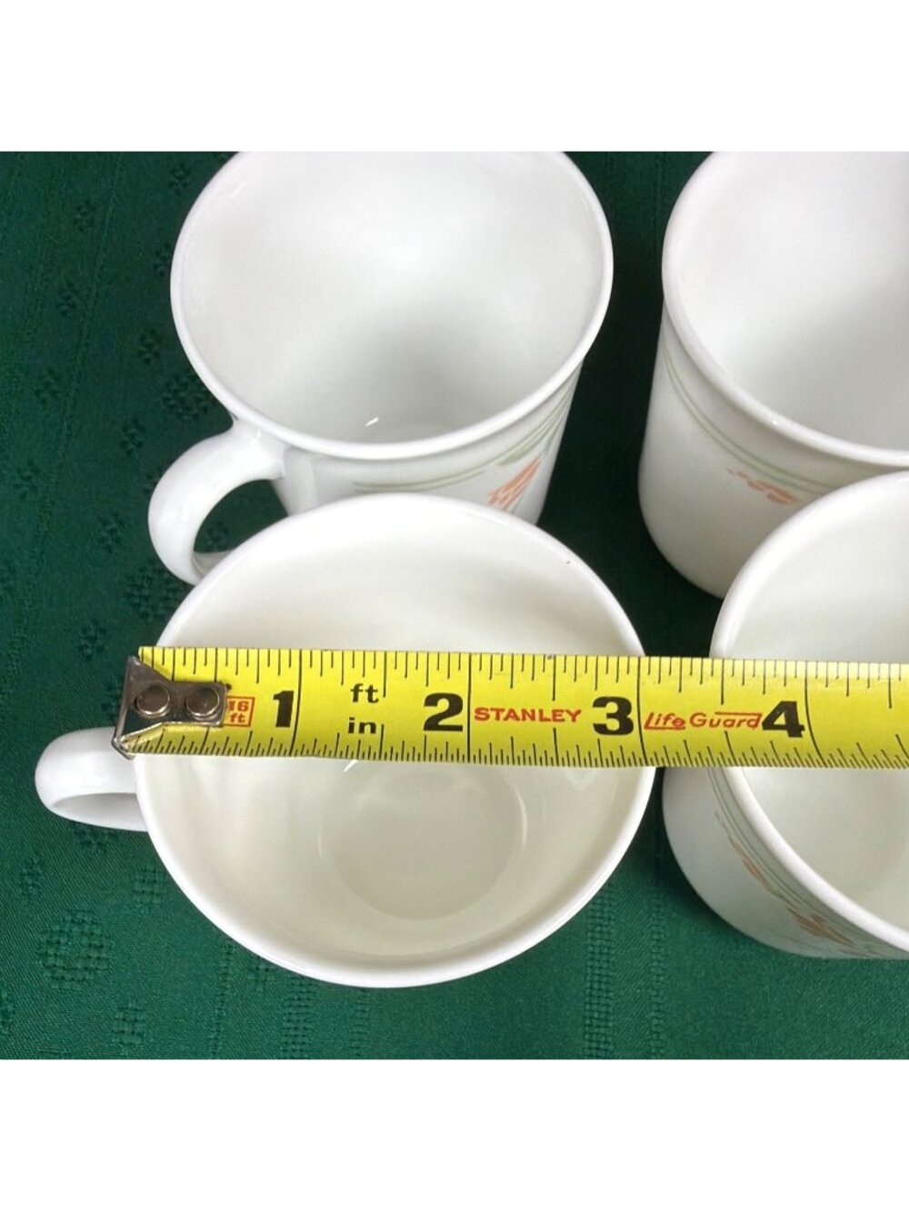 Vintage 80s Lot of 4 Corelle Corning Peach Garland Coffee Mugs Cups Retired USA - Picture 6 of 12